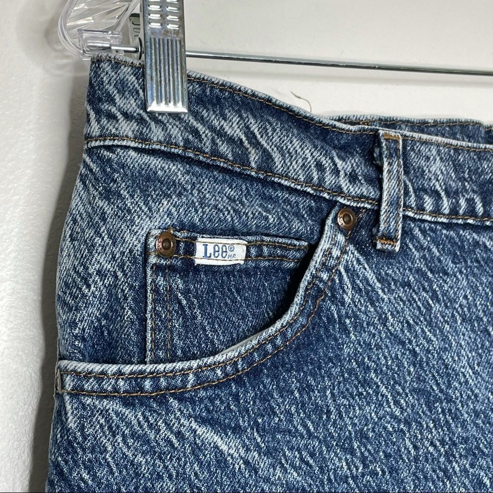 VTG Lee Acid Wash Denim Cotton Retro Vintage High Waist Mom Jeans Tapered Leg - Picture 3 of 8